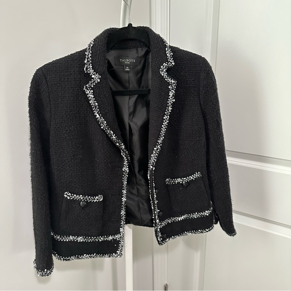 Talbots Black Tweed Blazer Jacket - Picture 2 of 5